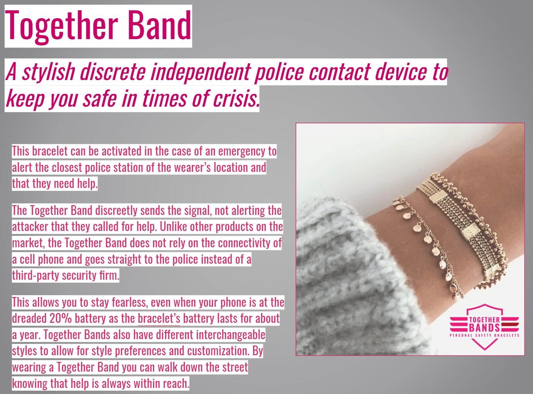 Together Bands Stylish Personal Safety Bracelets IFundWomen