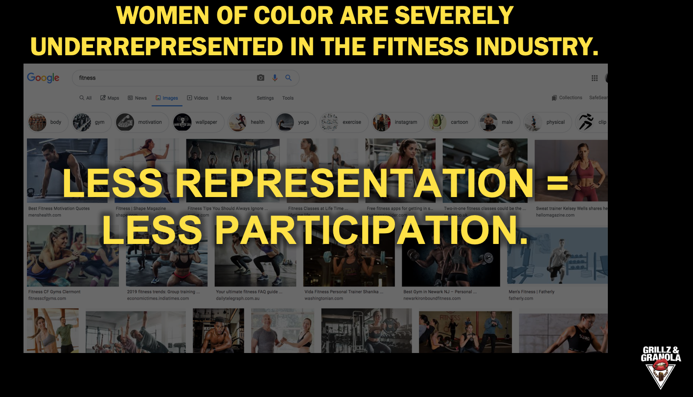 Women are color underrepresented in fitness.