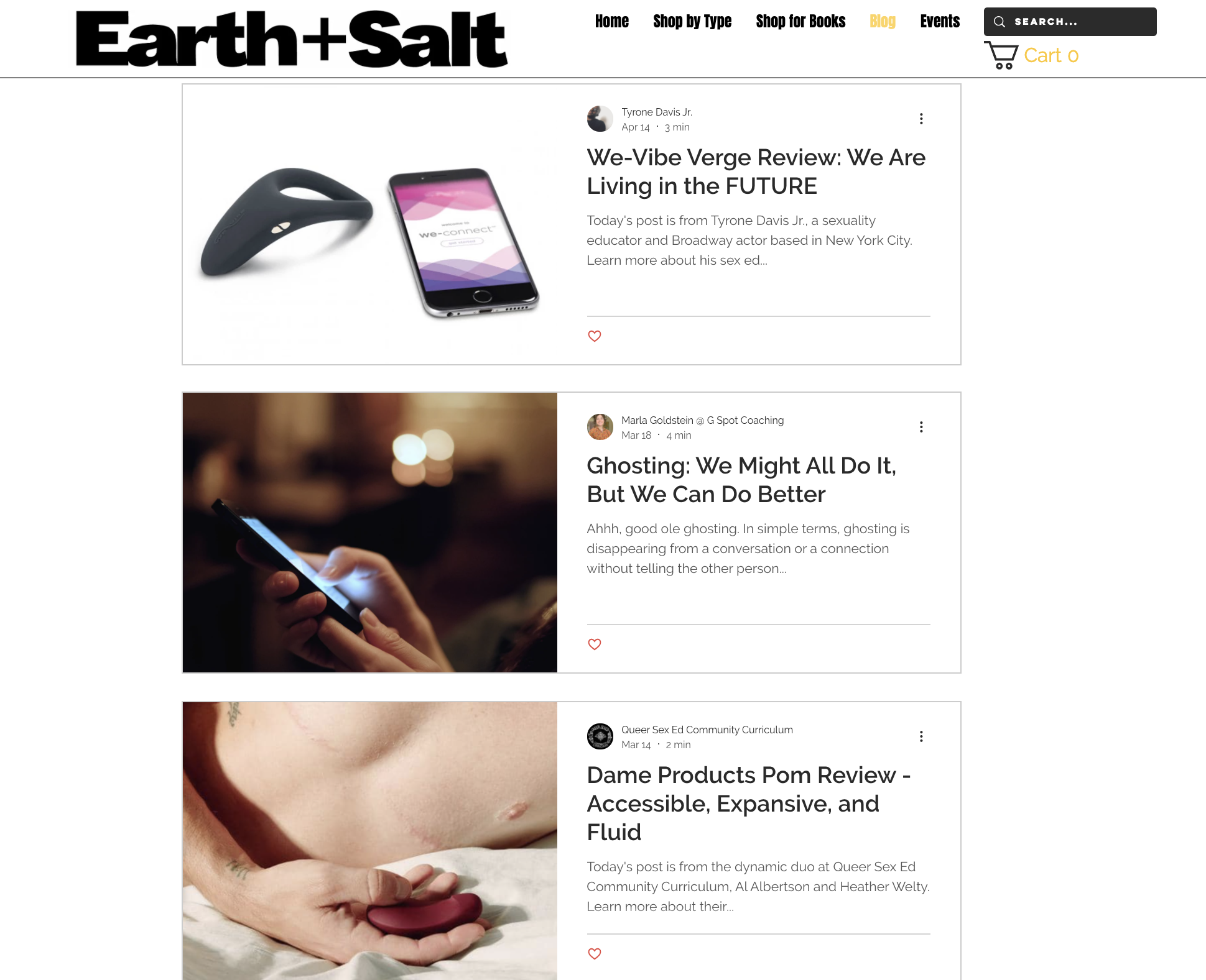 Earth and Salt blog posts