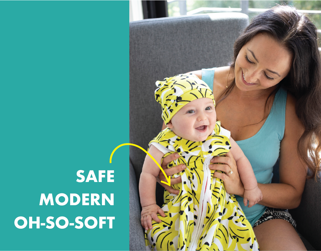 milimili - colorful, modern, soft, safe - sleep sack wearing baby and mom