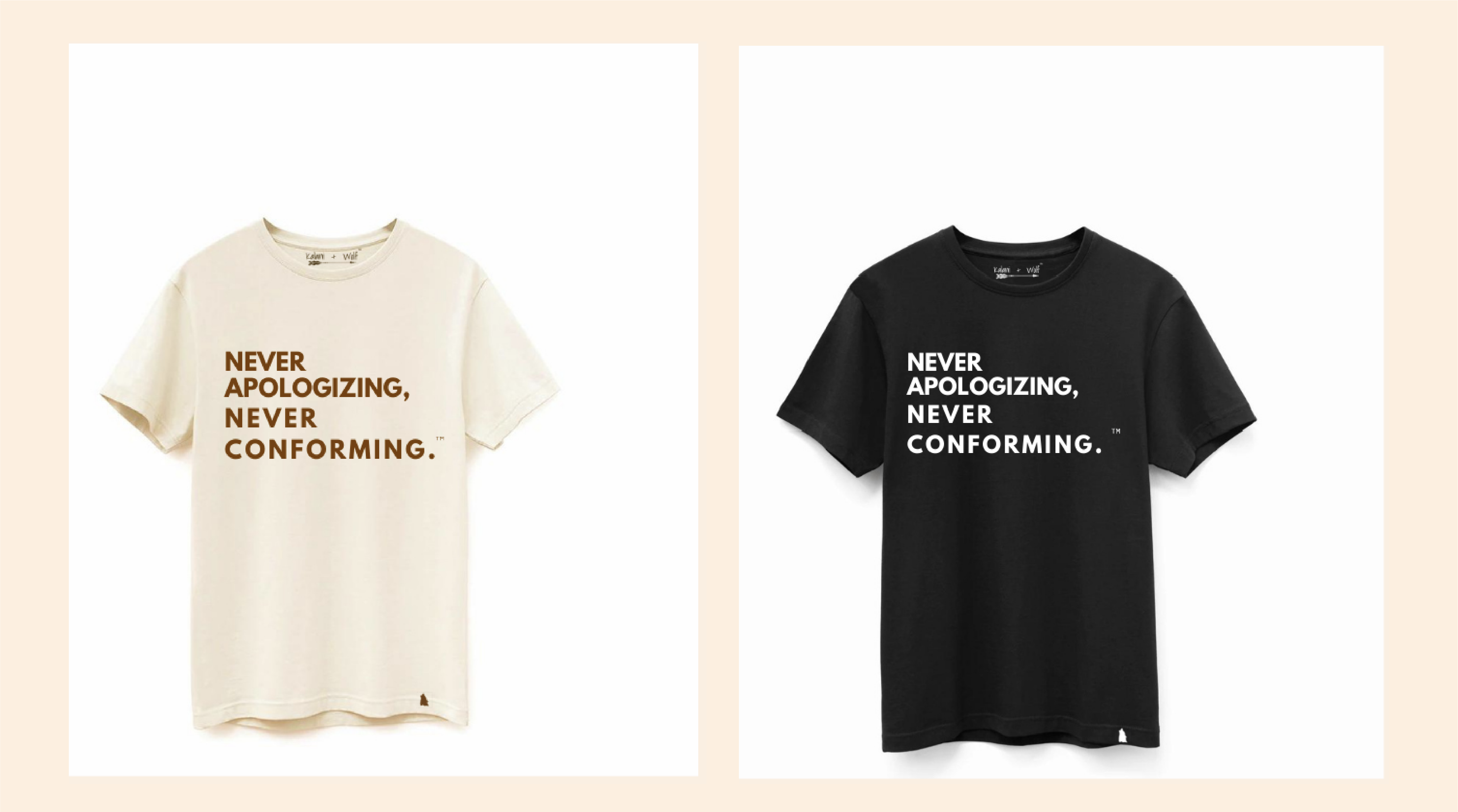 kalani and wolf never apologizing never conforming tees in natural and black supima cotton ifundwomen crowdfunding campaign