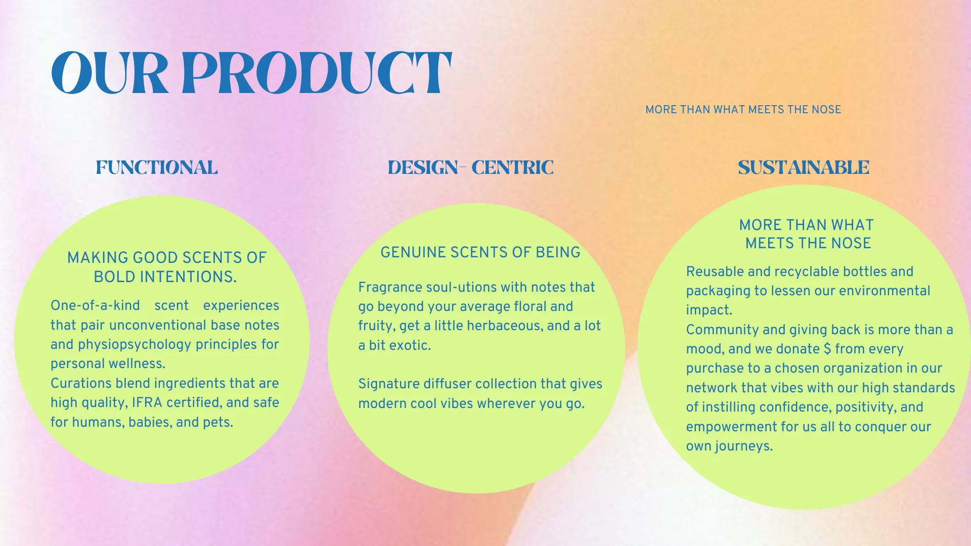 One-of-a-kind scent experiences that pair unconventional base notes and physiopsychology principles for personal wellness. Curations blend ingredients that are high quality, IFRA certified, and safe for humans, babies, and pets.