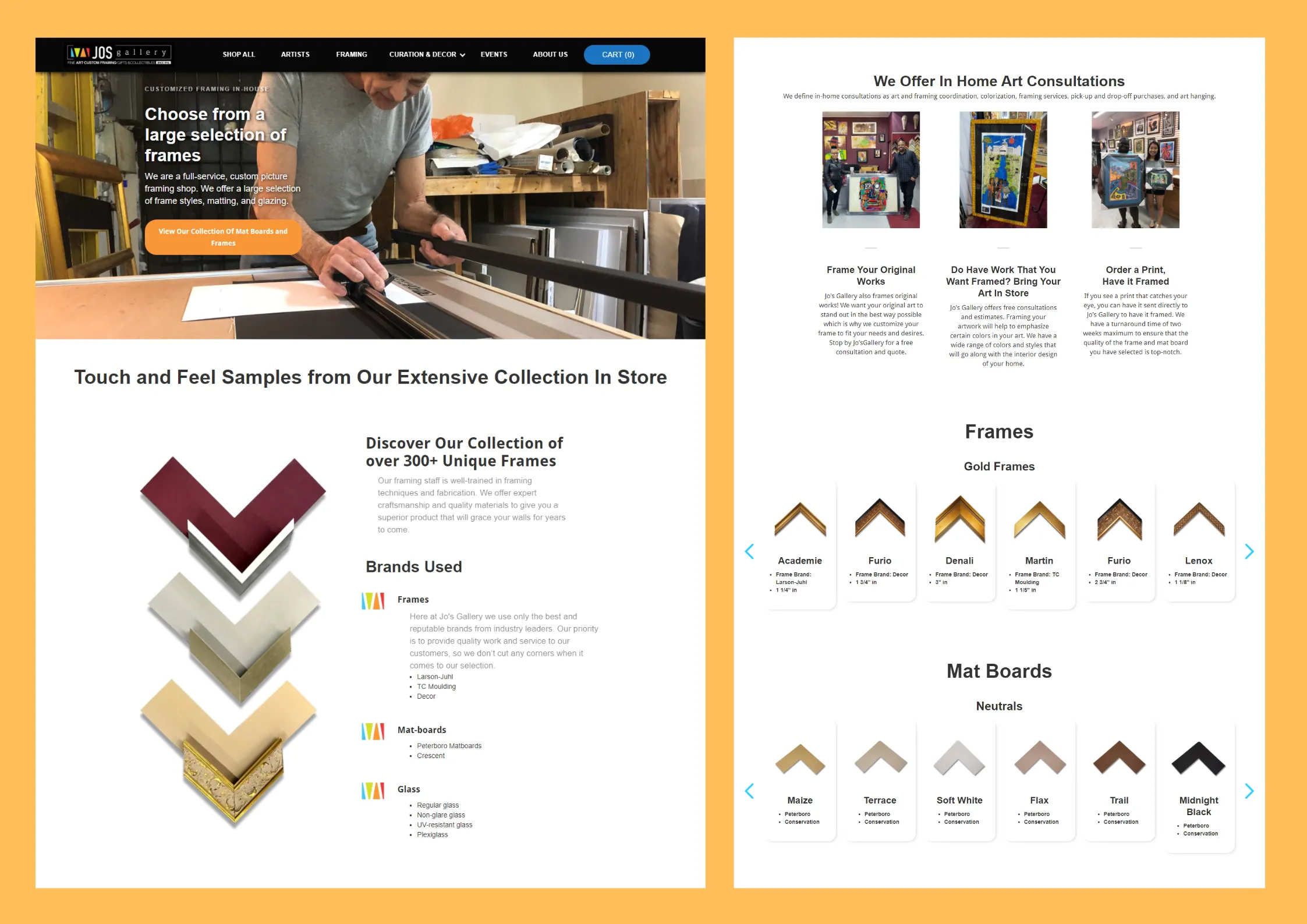 upgrade our website to include online framing