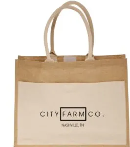 Farmers' Market Tote - Cotton Pocket Jute Tote Bag