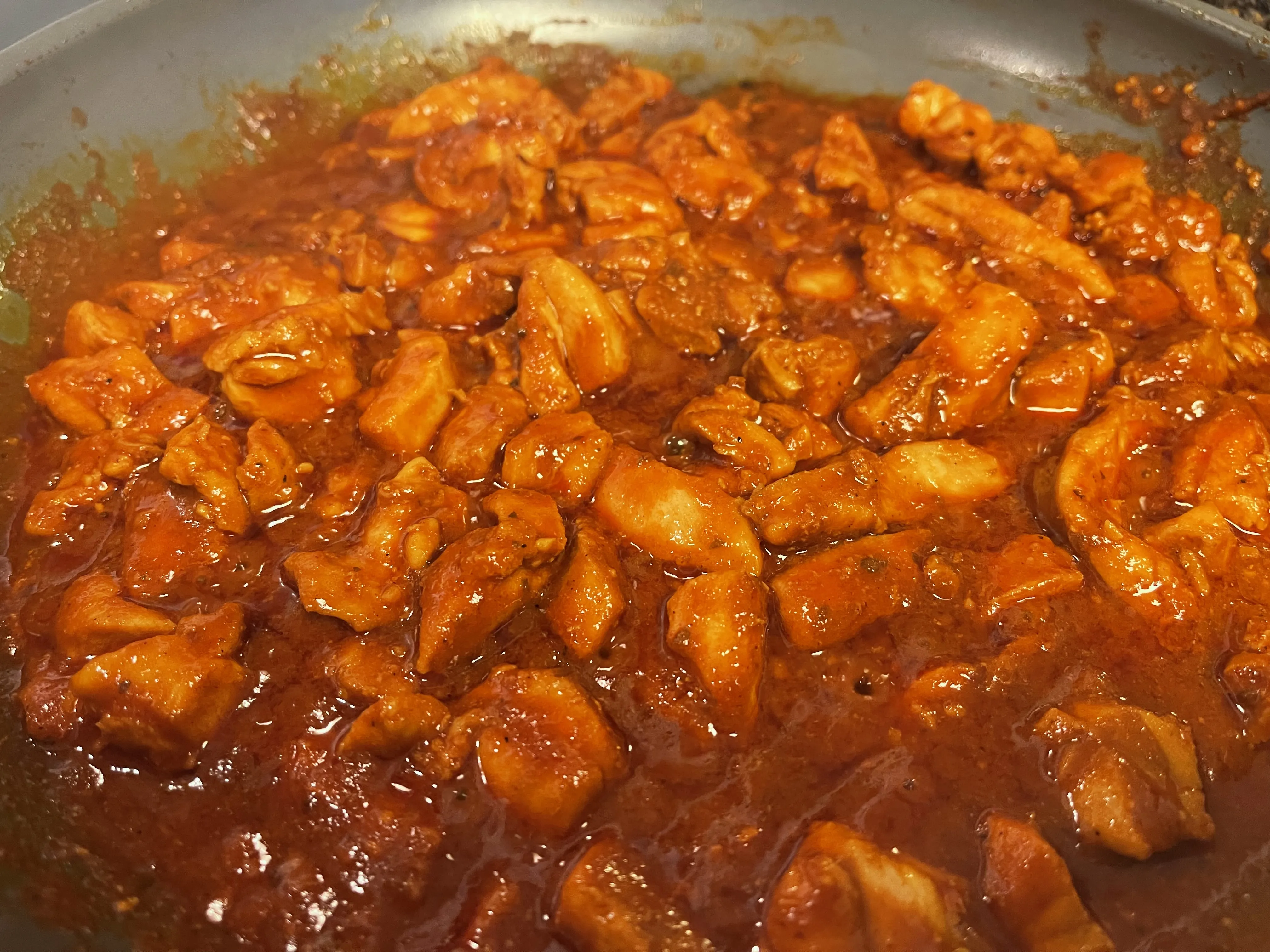 Chicken thighs cooked using pan comida cooking paste.